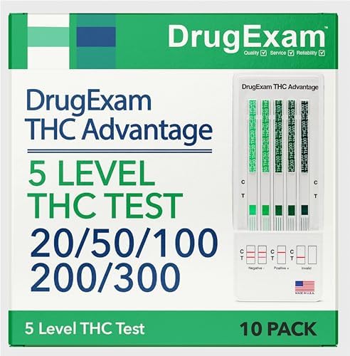 Paquete de 10 Pruebas de Orina DrugExam Multi Nivel (THC) 20 ng/mL, 50 ng/mL, 100 ng/mL, 200 ng/mL, 300 ng/mL - Tiras de Prueba de Orina. - imagen 1