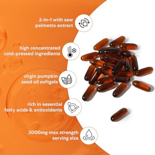 Cápsulas de Aceite de Semilla de Calabaza con Saw Palmetto 300 Softgels | Fórmula 2 en 1 3000mg | Aceite Virgen Prensado en Frío para Salud del - imagen 3