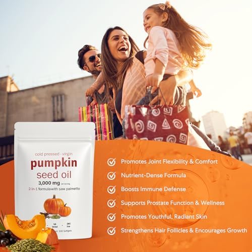 Cápsulas de Aceite de Semilla de Calabaza con Saw Palmetto 300 Softgels | Fórmula 2 en 1 3000mg | Aceite Virgen Prensado en Frío para Salud del - imagen 5