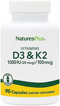 Vitaminas D3 (1000 UI) y K2 (100 mcg) de NaturesPlus - Vegetarianas, Sin Gluten - 90 Cápsulas, 90 Porciones - imagen 1