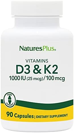 Vitaminas D3 (1000 UI) y K2 (100 mcg) de NaturesPlus - Vegetarianas, Sin Gluten - 90 Cápsulas, 90 Porciones - imagen 1