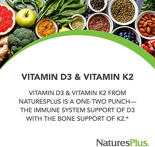 Vitaminas D3 (1000 UI) y K2 (100 mcg) de NaturesPlus - Vegetarianas, Sin Gluten - 90 Cápsulas, 90 Porciones - imagen 3