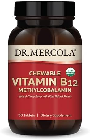 Suplementos Dietéticos Masticables de Vitamina B12 Orgánica Dr. Mercola, 30 Porciones (30 Tabletas), Sabor Natural a Cereza, Sin GMO, Sin Gluten, Sin - imagen 1