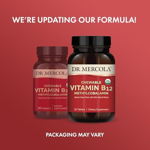 Suplementos Dietéticos Masticables de Vitamina B12 Orgánica Dr. Mercola, 30 Porciones (30 Tabletas), Sabor Natural a Cereza, Sin GMO, Sin Gluten, Sin - imagen 3