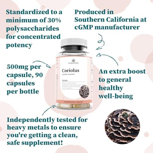 Suplemento de Extracto de Hongo Coriolus Versicolor Nature Restore, 30% Polisacáridos, No GMO, Sin Gluten, 90 Cápsulas, Suplemento Original de Cola - imagen 3