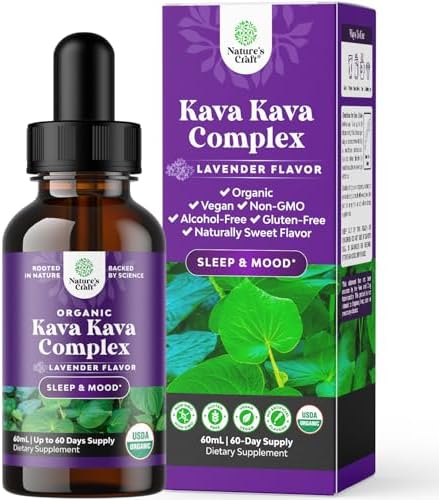 Gotas Líquidas Orgánicas de Kava Kava de Natures Craft - Sabor Lavanda - Suplemento Herbal de Acción Rápida para el Ánimo - Tónico Relajante para - imagen 1