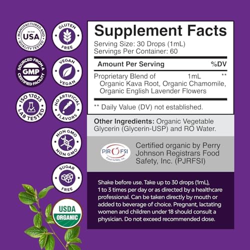 Gotas Líquidas Orgánicas de Kava Kava de Natures Craft - Sabor Lavanda - Suplemento Herbal de Acción Rápida para el Ánimo - Tónico Relajante para - imagen 3
