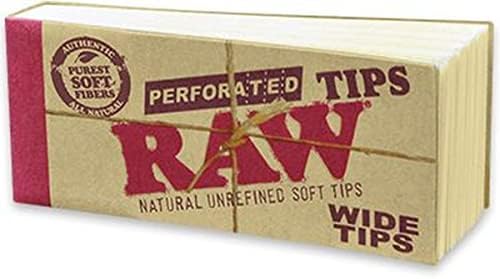 Papel de fumar Raw con filtros de algodón perforados, caja completa de 50 paquetes, tamaño ancho - imagen 1