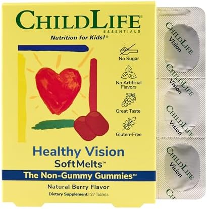 CHILDLIFE ESSENTIALS Suplementos de Visión Saludable para Niños - Gomas de Luteína y Zeaxantina, Sabor a Frutos Rojos, 27 Tabletas - imagen 1