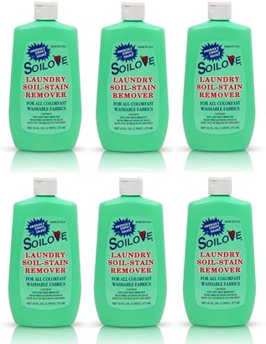 Soilove Quitamanchas Líquido para Ropa – 6 Botellas (16oz) – Potente Prelavado para Sangre, Grasa, Tinta, Hierba, Comida y Más – Fórmula Avanzada - imagen 1