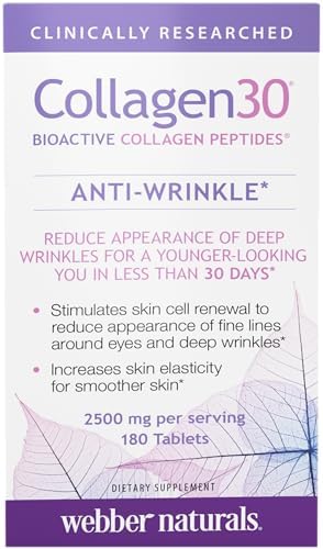 Colágeno Webber Naturals 30 Antiarrugas, 2,500mg de Péptidos Bioactivos por Porción (3 Tabletas), 180 Tabletas, Reduce Arrugas Profundas y Líneas - imagen 2