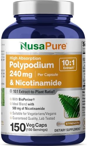 Cápsulas NusaPure de Polipodio y Nicotinamida, 240 mg, 150 Veganas (Sin OGM, Sin Soja) - imagen 1