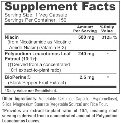 Cápsulas NusaPure de Polipodio y Nicotinamida, 240 mg, 150 Veganas (Sin OGM, Sin Soja) - imagen 4