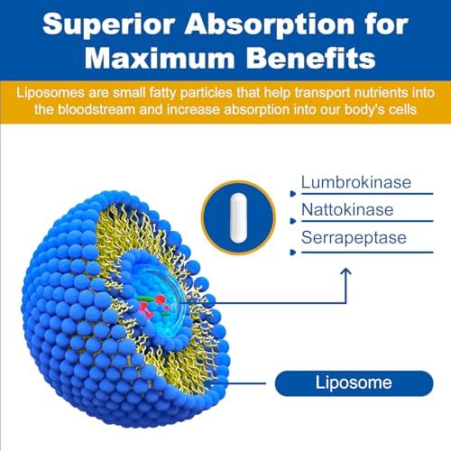 Complejo Liposomal de Lumbroquinasa, Nattokinasa y Serrapeptasa de Spliferkou, Suplemento para la Circulación, Salud del Corazón y Digestión, 60 - imagen 3
