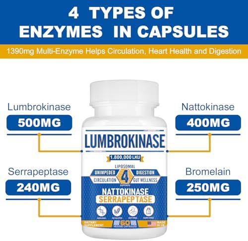Complejo Liposomal de Lumbroquinasa, Nattokinasa y Serrapeptasa de Spliferkou, Suplemento para la Circulación, Salud del Corazón y Digestión, 60 - imagen 6