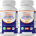 Cápsulas de Aceite de Hígado de Bacalao Islandés Vitamatic 1250mg 120 Gelatinas (Sabor Limón) - Promueve la Salud Cardiovascular - imagen 1