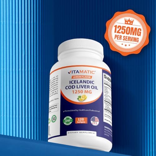 Cápsulas de Aceite de Hígado de Bacalao Islandés Vitamatic 1250mg 120 Gelatinas (Sabor Limón) - Promueve la Salud Cardiovascular - imagen 4