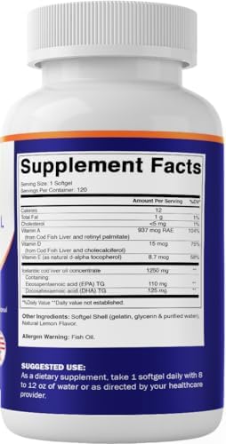 Cápsulas de Aceite de Hígado de Bacalao Islandés Vitamatic 1250mg 120 Gelatinas (Sabor Limón) - Promueve la Salud Cardiovascular - imagen 7