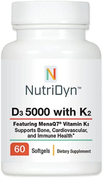 D3 5000 con K2 60 Softgels de Nutri-Dyn - Suplemento de Vitamina D y K - imagen 1