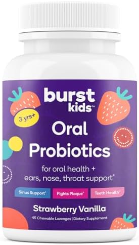 Probioticos para Niños Burst (Fresa Vainilla/45 Tabletitas Masticables) | Probioticos Dentales para Niños 3+ | Salud Oral, de Oídos, Garganta y - imagen 1