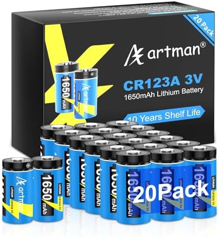 Batería de Litio Artman CR123A 3V 1650mAh de Alta Potencia, Paquete de 20 Baterías para Alarmas de Seguridad, Linternas y Sensores Inteligentes, Vida - imagen 1