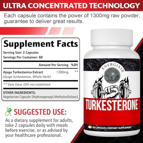Suplemento de Testosterona para Hombres, Aumento de Testosterona 95% de Pureza, Turkesterona para Más Energía, Fuerza, Resistencia, Crecimiento - imagen 2