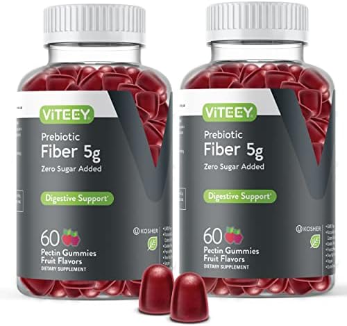 Gomitas de Fibra Prebiótica Viteey para Adultos, 5g - Suplemento Digestivo Sin Azúcar, Vegano y Sin Gluten - 120 Unidades - imagen 1