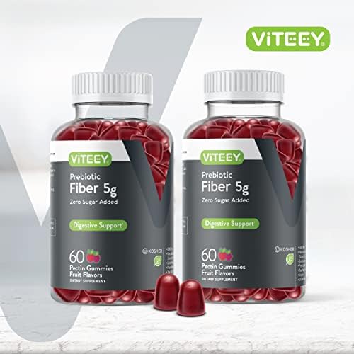 Gomitas de Fibra Prebiótica Viteey para Adultos, 5g - Suplemento Digestivo Sin Azúcar, Vegano y Sin Gluten - 120 Unidades - imagen 2