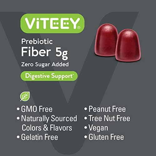 Gomitas de Fibra Prebiótica Viteey para Adultos, 5g - Suplemento Digestivo Sin Azúcar, Vegano y Sin Gluten - 120 Unidades - imagen 5