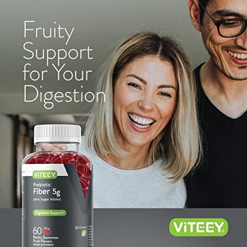 Gomitas de Fibra Prebiótica Viteey para Adultos, 5g - Suplemento Digestivo Sin Azúcar, Vegano y Sin Gluten - 120 Unidades - imagen 6