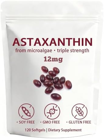 BELANO Astaxantina 12mg, Nuvapure Astaxantina 12mg, Fáciles de Tragar, No OGM, Suministro para 4 Meses, 120 Cápsulas Blandas - imagen 1
