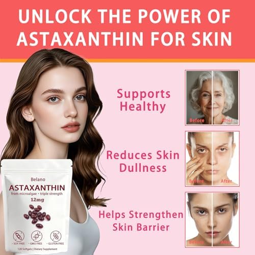 BELANO Astaxantina 12mg, Nuvapure Astaxantina 12mg, Fáciles de Tragar, No OGM, Suministro para 4 Meses, 120 Cápsulas Blandas - imagen 3