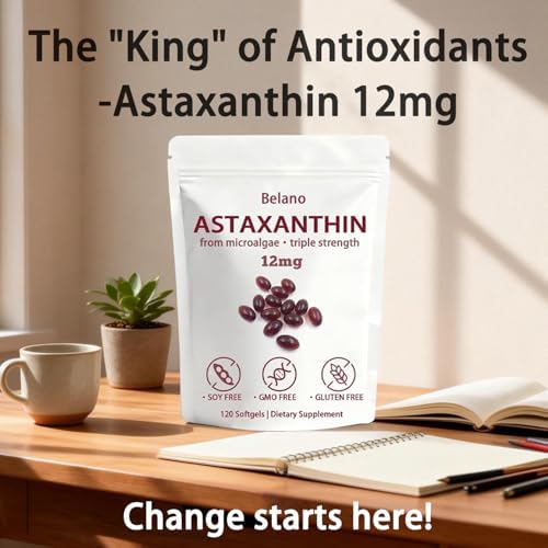 BELANO Astaxantina 12mg, Nuvapure Astaxantina 12mg, Fáciles de Tragar, No OGM, Suministro para 4 Meses, 120 Cápsulas Blandas - imagen 7