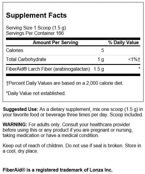 Swanson FiberAid - Polvo de Arabinogalactano de Pino Larch - Mezcla de Bebida de Fibra para la Salud Digestiva - (250g) - imagen 2