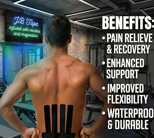 Cinta Kinesiológica JB Tape Infundida con Magnesio y Mentol – 2 Rollos Pre-cortados con Dispensador – Cinta Deportiva Resistente al Agua para Soporte - imagen 3