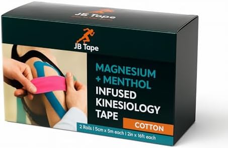 Cinta Kinesiológica JB Tape Infundida con Magnesio y Mentol – 2 Rollos Pre-cortados con Dispensador – Cinta Deportiva Resistente al Agua para Soporte - imagen 6