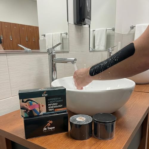 Cinta Kinesiológica JB Tape Infundida con Magnesio y Mentol – 2 Rollos Pre-cortados con Dispensador – Cinta Deportiva Resistente al Agua para Soporte - imagen 7