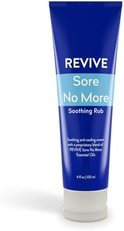 Sore No More Crema Calmante de Revive Essential Oils - 4 oz con Aceites Esenciales y Mentol para Alivio y Frescura - Masaje, Aromaterapia, Vegana - imagen 1