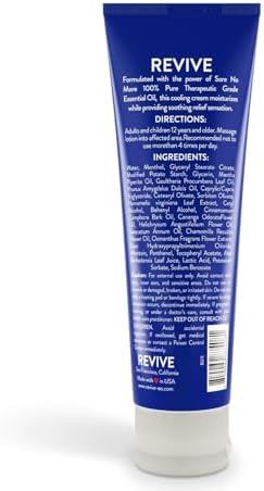 Sore No More Crema Calmante de Revive Essential Oils - 4 oz con Aceites Esenciales y Mentol para Alivio y Frescura - Masaje, Aromaterapia, Vegana - imagen 3