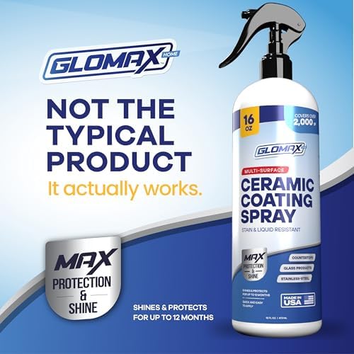 Kit de Spray Cerámico GLOMAX para el Hogar (16 oz) - Brilla, Sella y Protege Superficies de Acero Inoxidable, Vidrio, Cocina y Baño - Hidrofóbico - - imagen 3