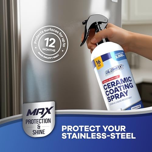 Kit de Spray Cerámico GLOMAX para el Hogar (16 oz) - Brilla, Sella y Protege Superficies de Acero Inoxidable, Vidrio, Cocina y Baño - Hidrofóbico - - imagen 6