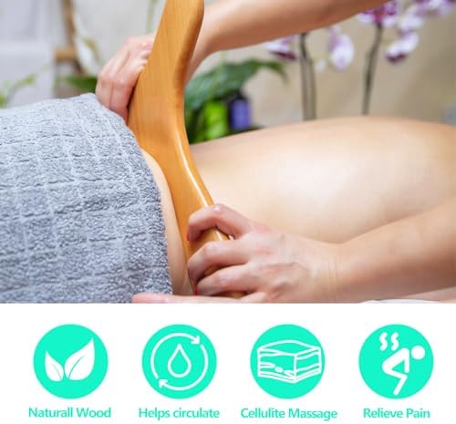 AICNLY Juego de 4 Herramientas de Maderoterapia para Moldeo Corporal, Masajeador Linfático y Anticelulitis, Rodillo de Madera y Set de Escultura - imagen 3
