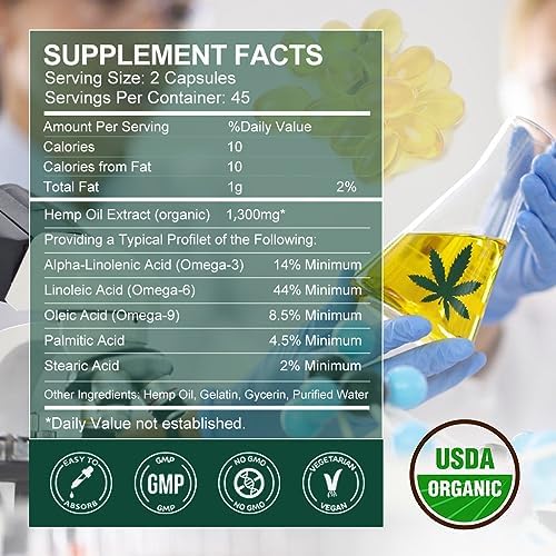 Cápsulas de Aceite de Cáñamo - 100% Orgánico, 60,000 Máxima Potencia, Apoya Inmunidad, Piel, Calma, Sueño y Salud General - 180 Geles Vegetales - imagen 2