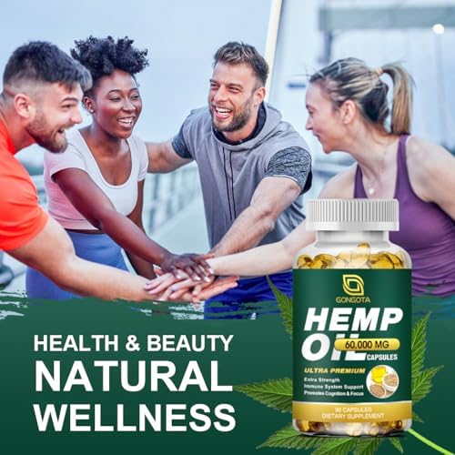 Cápsulas de Aceite de Cáñamo - 100% Orgánico, 60,000 Máxima Potencia, Apoya Inmunidad, Piel, Calma, Sueño y Salud General - 180 Geles Vegetales - imagen 7