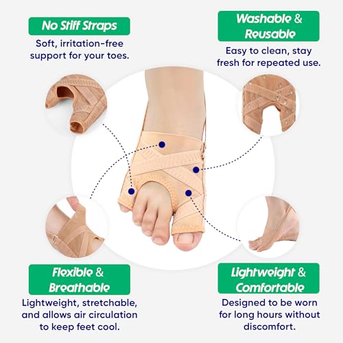Corrector de Juanetes Hyggear para Mujeres y Hombres, Separador de Dedos con Soporte Ajustable, Uso Diurno y Nocturno (1 pieza) - imagen 3