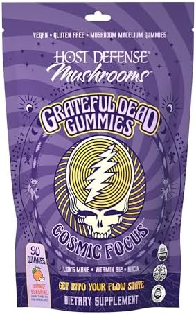 Gomitas Host Defense Cosmic Focus Grateful Dead - Con Hongo Melena de León, B12 y Niacina - Apoya la Concentración, Memoria y Energía Mental (30 - imagen 1