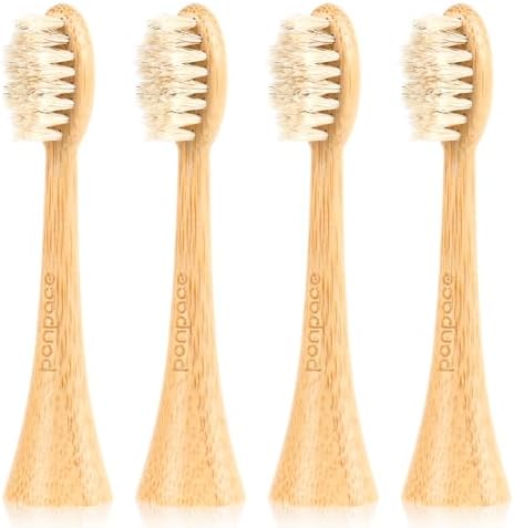 Cabezas de cepillo de dientes PONPACE compatibles con Philips Sonicare, mango de bambú ecológico con cerdas de caballo natural, ultra suaves y de - imagen 1