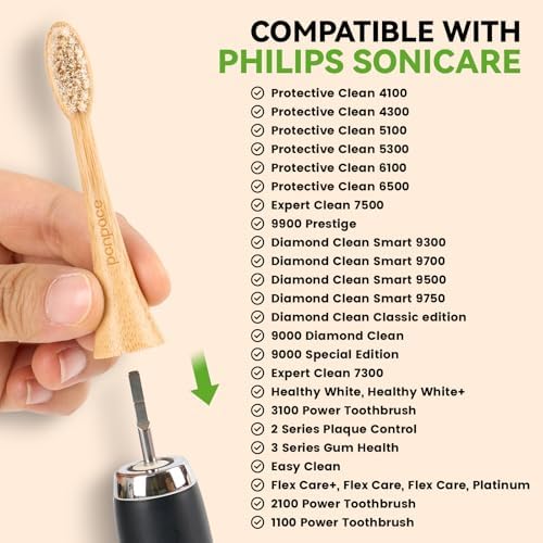 Cabezas de cepillo de dientes PONPACE compatibles con Philips Sonicare, mango de bambú ecológico con cerdas de caballo natural, ultra suaves y de - imagen 2