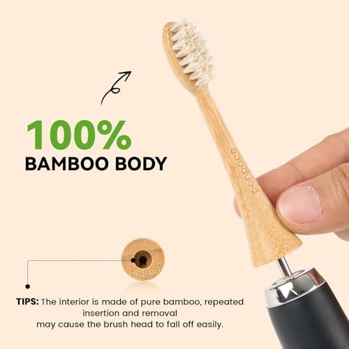 Cabezas de cepillo de dientes PONPACE compatibles con Philips Sonicare, mango de bambú ecológico con cerdas de caballo natural, ultra suaves y de - imagen 6