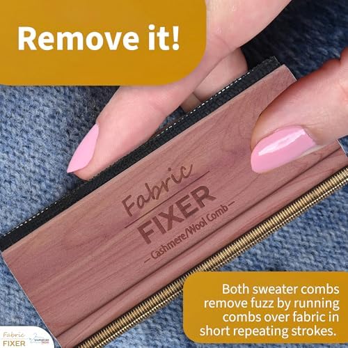 Peine Manual Desfibrador de Tela de Cachemira y Multi-Fabricas (Mango de Madera de Cedro, Doble Cara) para Ropa, Muebles y Sábanas - imagen 3